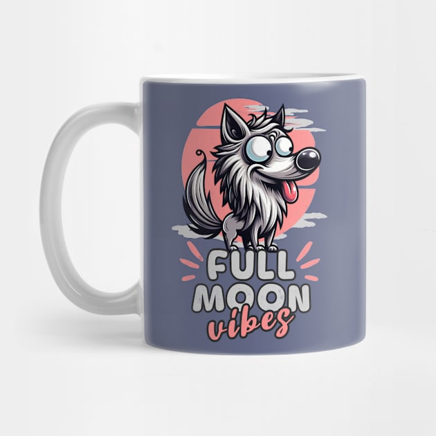 Crazy Wolf Funny Full Moon Vibes by alcoshirts